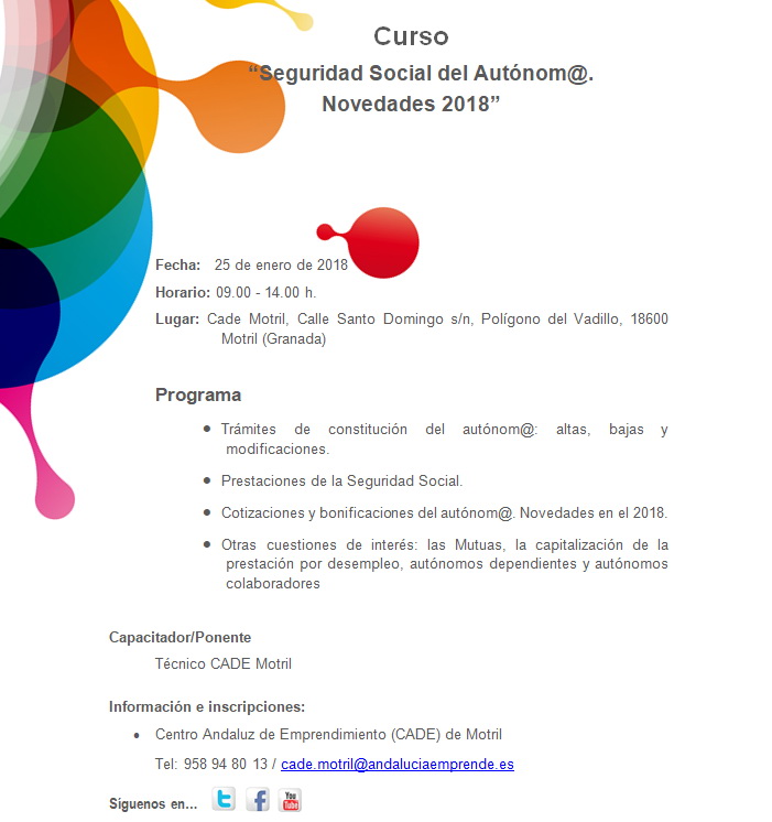 El CADE Motril celebra un curso sobre “Seguridad Social del autónomo” y las novedades puestas en marcha en 2018 